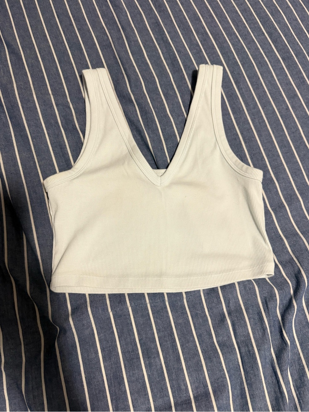 wild fable Pale Blue Ribbed V-Neck Cropped Tank